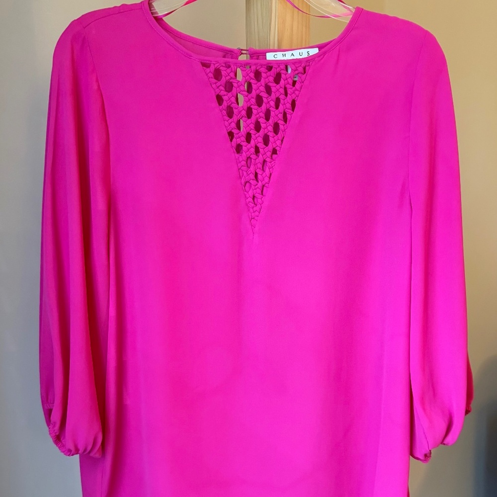 Chaus New York - Sheer Pink Blouse - Tunic Top - Size S